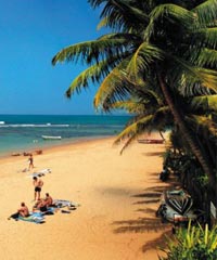 relaxing on a beach in Sri Lanka