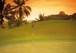 Sunset over a golf course in Thailand